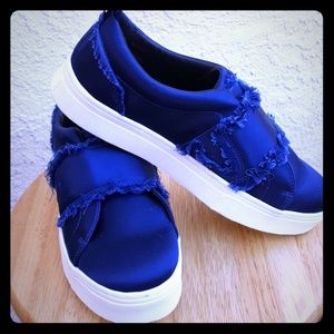 Sam Edelman satin slip on platform sneakers NWOB